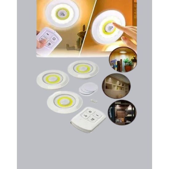 Uzaktan Kumanda İle Kontrol Edilebilen Yapışkanlı 3 Lü Kablosuz Led Sp