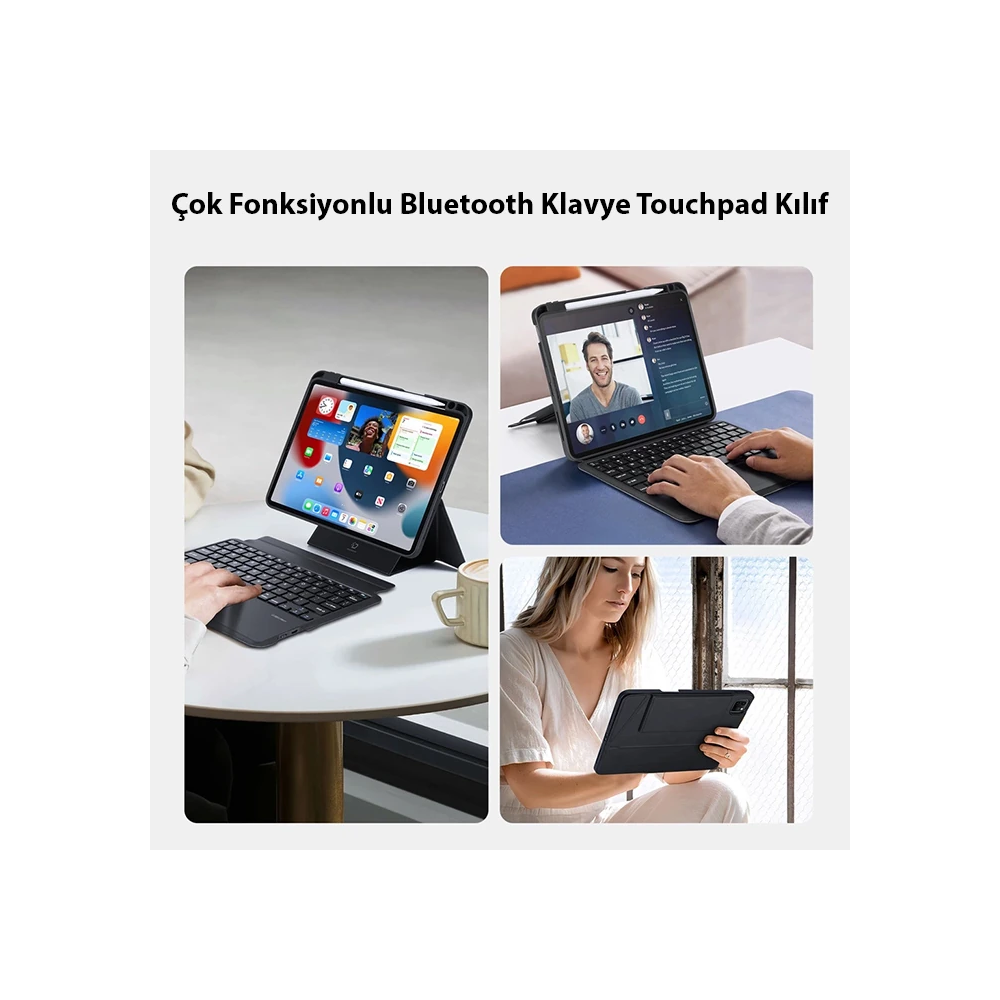 Dux Ducis iPad Pro 12.9 DK Series Kablosuz Bluetooth Klavye Touchpad K