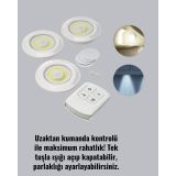 Kablosuz 3 Lü Spot Led Lamba Seti Uzaktan Kumandalı Enerji Tasarruflu 