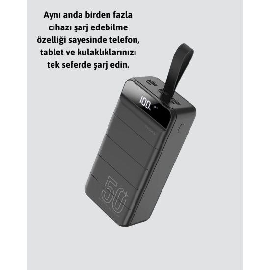 50.000 mAh Ultra Güçlü Powerbank 4 USB Çıkışlı LED Dijital Göstergeli 