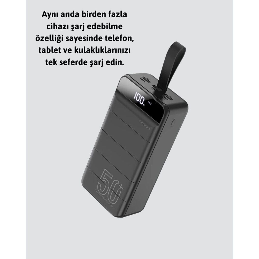 50.000 mAh Ultra Güçlü Powerbank 4 USB Çıkışlı LED Dijital Göstergeli 