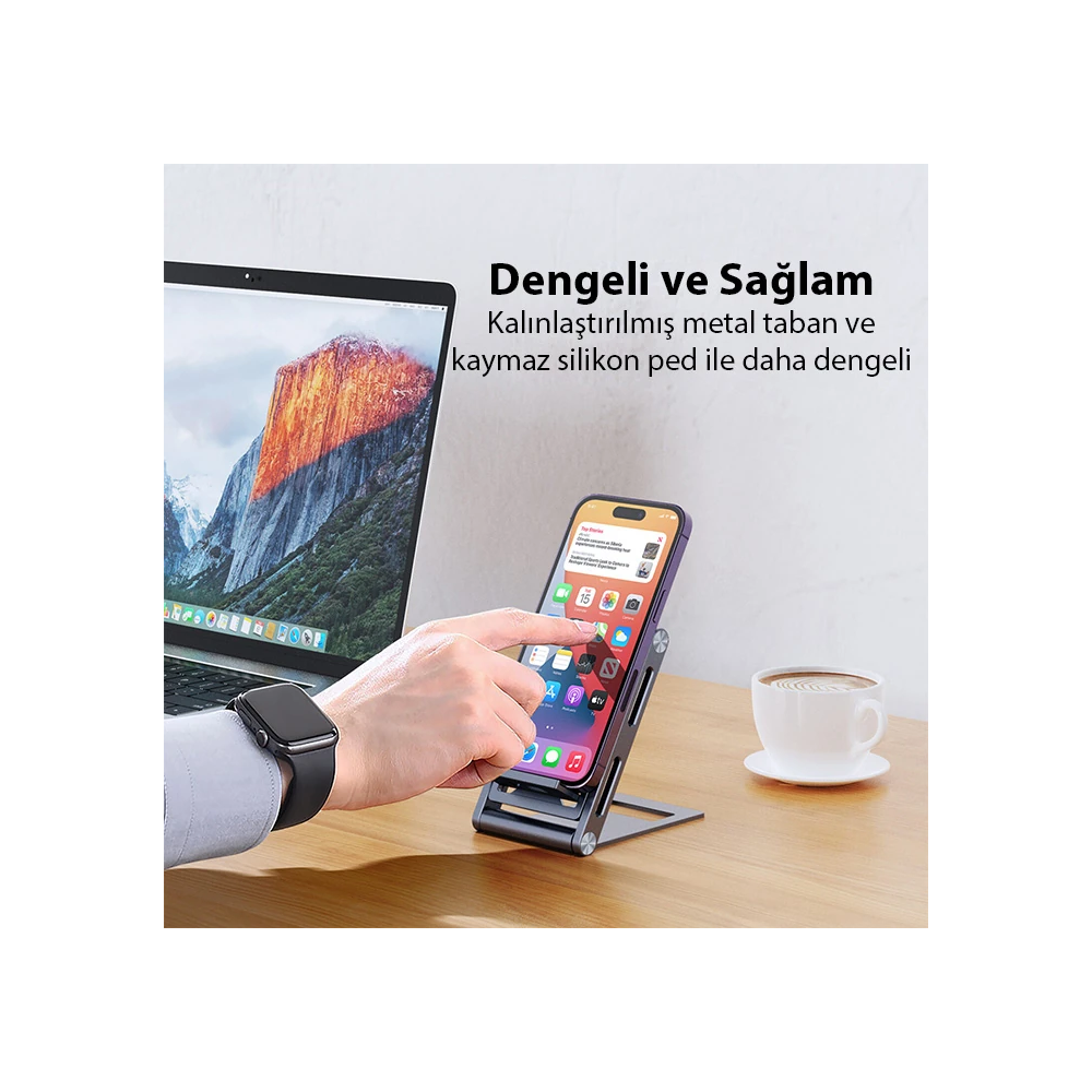 Dux Ducis Z-Shape Alüminyum Alaşımlı Katlanır Telefon Standı