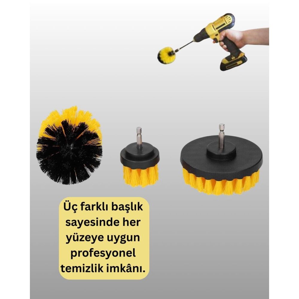 3’lü Matkap Ucu Fırça Seti – Derinlemesine Temizlik Tüm Yüzeylerle Uyu