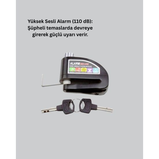 Çelik Gövdeli Alarm Disk Kilidi Motosiklet ve Bisiklet İçin Güvenlik