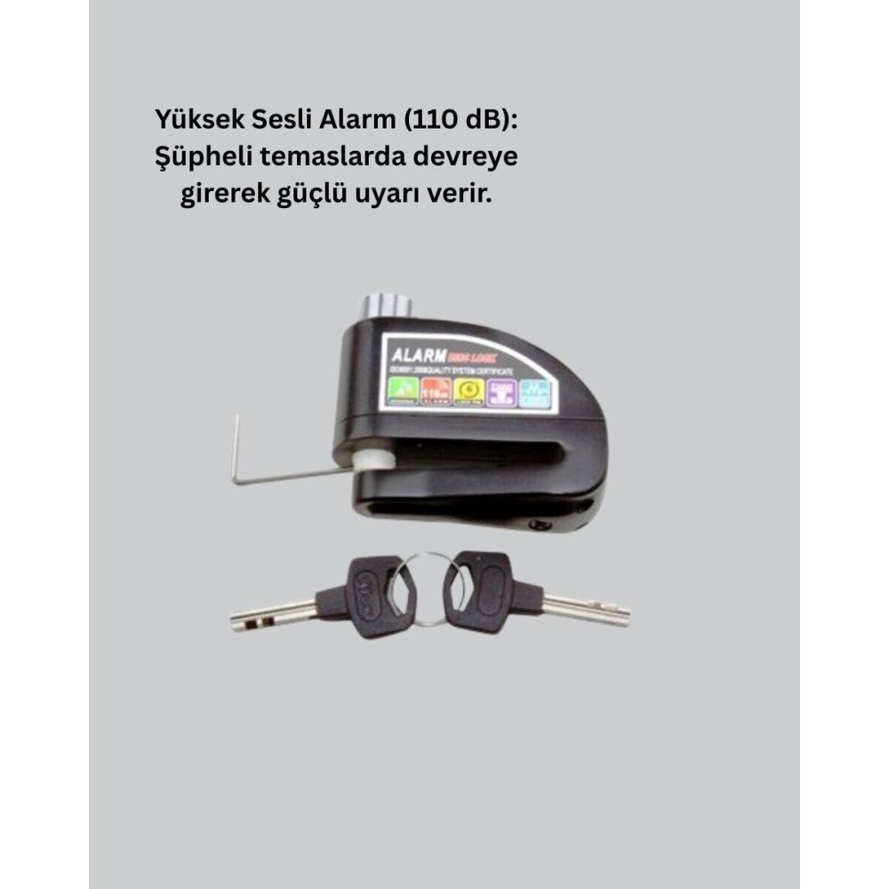 Çelik Gövdeli Alarm Disk Kilidi Motosiklet ve Bisiklet İçin Güvenlik