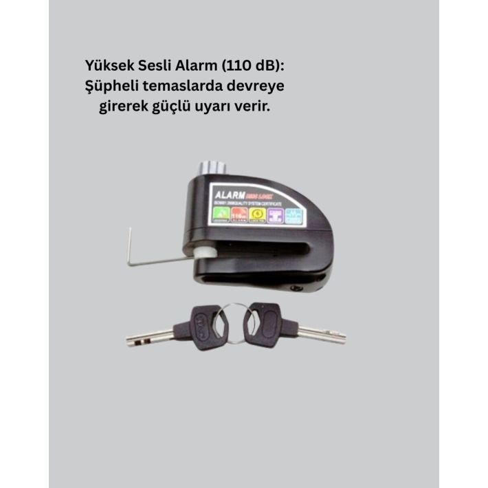 Disk Fren Kilidi Alarmlı Anti Hırsızlık Motosiklet Scooter Bisiklet