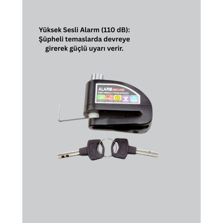 Motosiklet Scooter Bisiklet Tekerlek Disk Kilidi Alarmlı Güvenlik