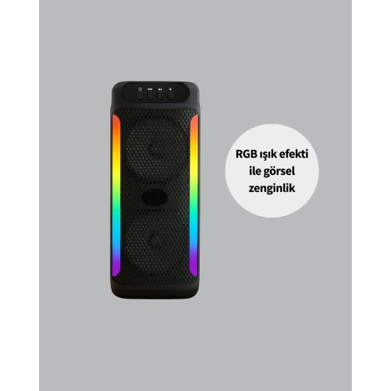 Çift 4 inç Hoparlörlü RGB Işıklı Bluetooth Ses Sistemi