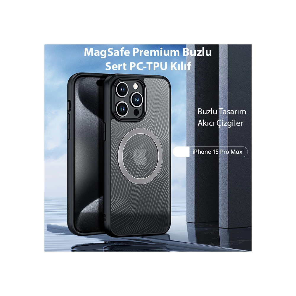 Dux Ducis iPhone 15 Pro Max Aimo Series MagSafe Premium Buzlu Sert PC-