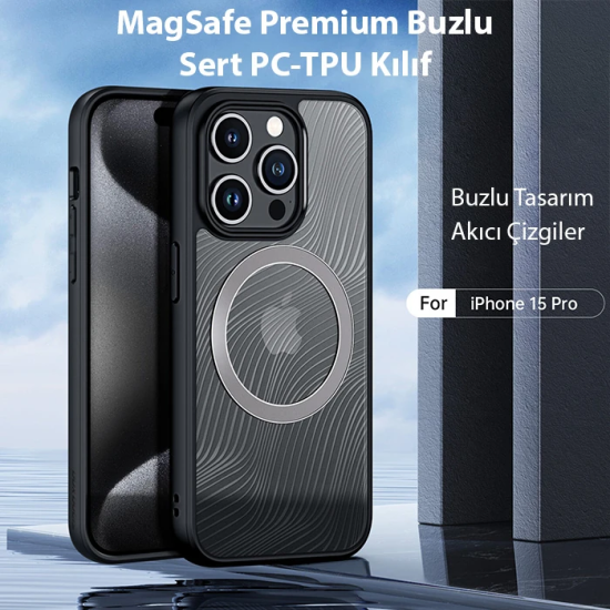 Dux Ducis iPhone 15 Pro Aimo Series MagSafe Premium Buzlu Sert PC-TPU 