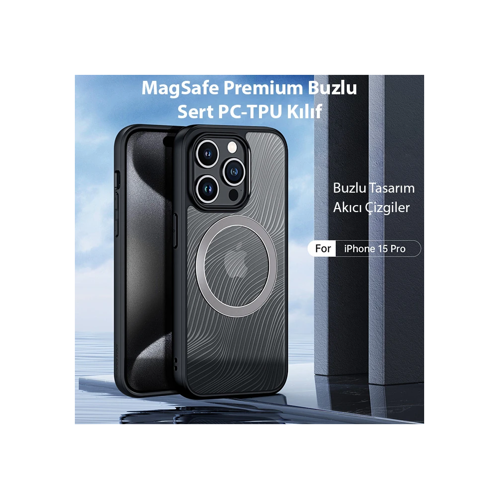 Dux Ducis iPhone 15 Pro Aimo Series MagSafe Premium Buzlu Sert PC-TPU 
