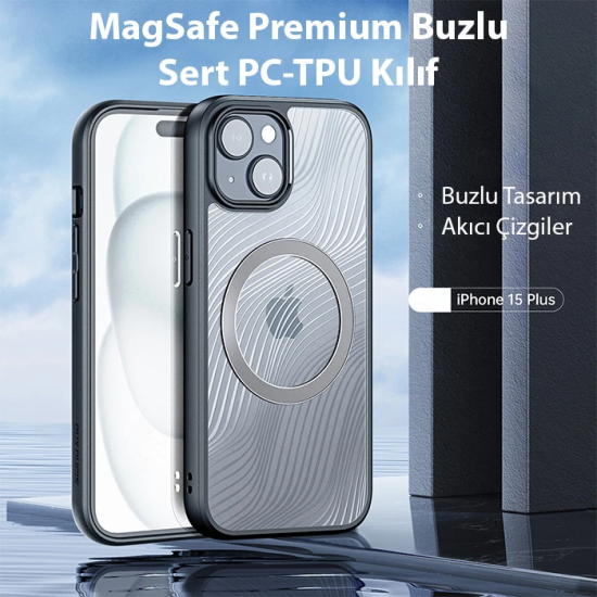 Dux Ducis iPhone 15 Plus Aimo Series MagSafe Premium Buzlu Sert PC-TPU