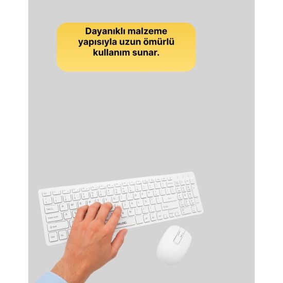 Ergonomik Kablosuz Klavye Mouse Takımı - Tam Boy Sessiz ve Güvenilir