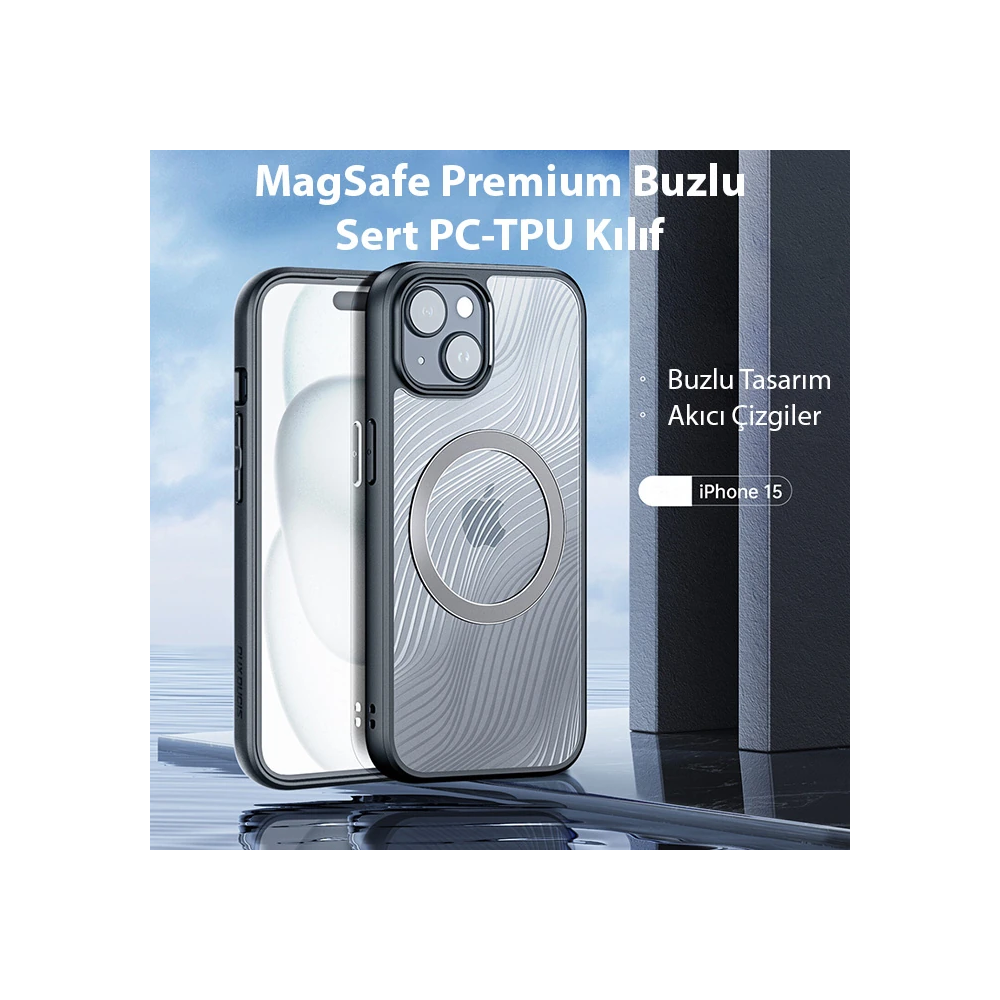 Dux Ducis iPhone 15 Aimo Series MagSafe Premium Buzlu Sert PC-TPU Kılı