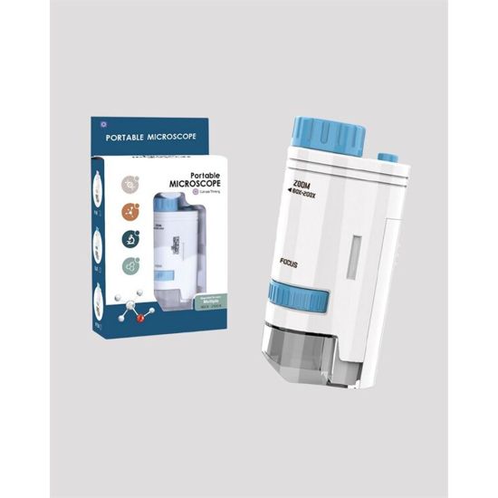 Taşınabilir Mini Mikroskop LED Işıklı 80X–200X Büyütmeli ve Odak Ayarl