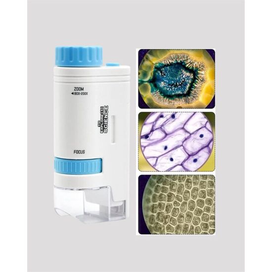 LED Aydınlatmalı 80–200 Kat Büyütmeli Cep Mikroskop