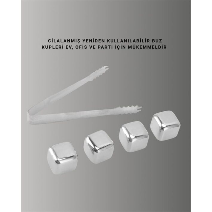 Paslanmaz Çelik Metal Buz Küpü Seti Sulandırmadan Soğutma ve Klips Dah