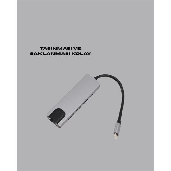 8 Portlu Macbook Çevirici Type C Hub SD TF USB Çoğaltıcı Ethernet
