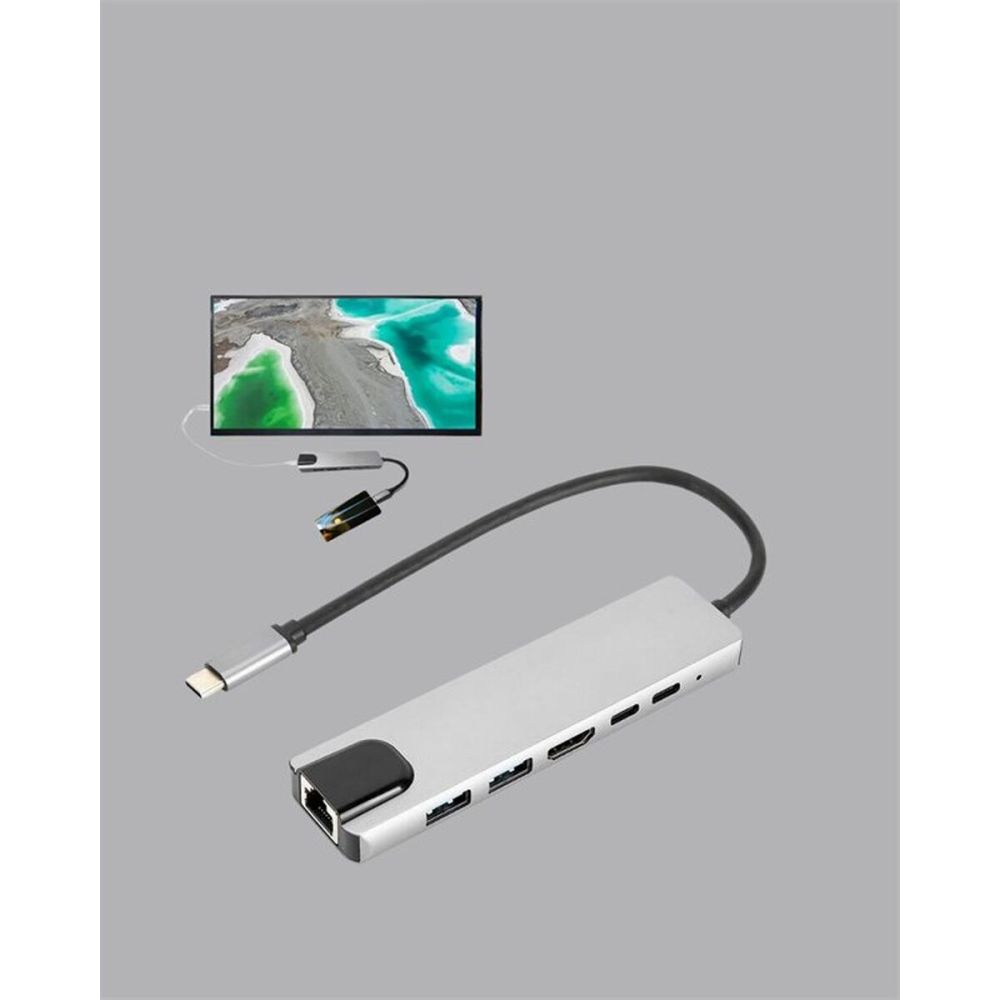8 Portlu Macbook Çevirici Type C Hub SD TF USB Çoğaltıcı Ethernet