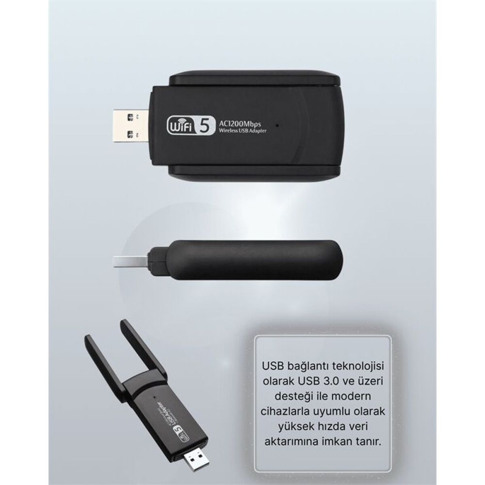 USB 3.0 Wireless Adaptör – 2.4GHz & 5GHz Destekli
