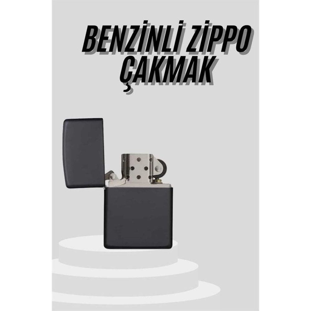 Çakmak Parlak Siyah Benzinli Çakmak Cep Boy Doldurulabilir