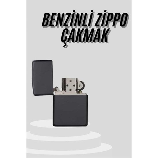 Çakmak Parlak Siyah Benzinli Çakmak Cep Boy Doldurulabilir