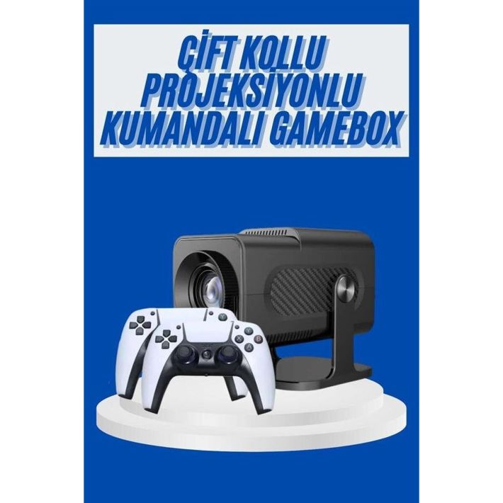 4K Android Smart Wi-fi Çift Kollu Projeksiyon Game Box Kumandalı Taşın