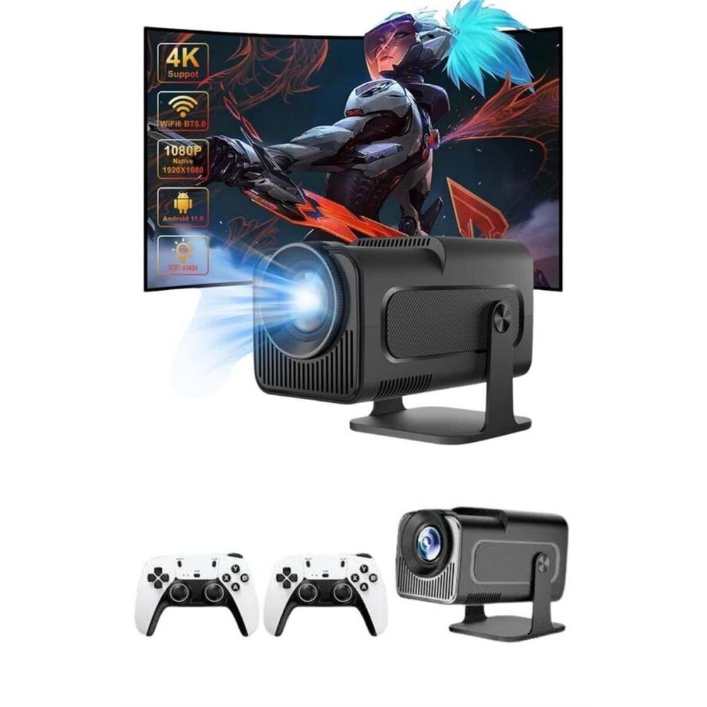 4K Android Smart Wi-fi Çift Kollu Projeksiyon Game Box Kumandalı Taşın
