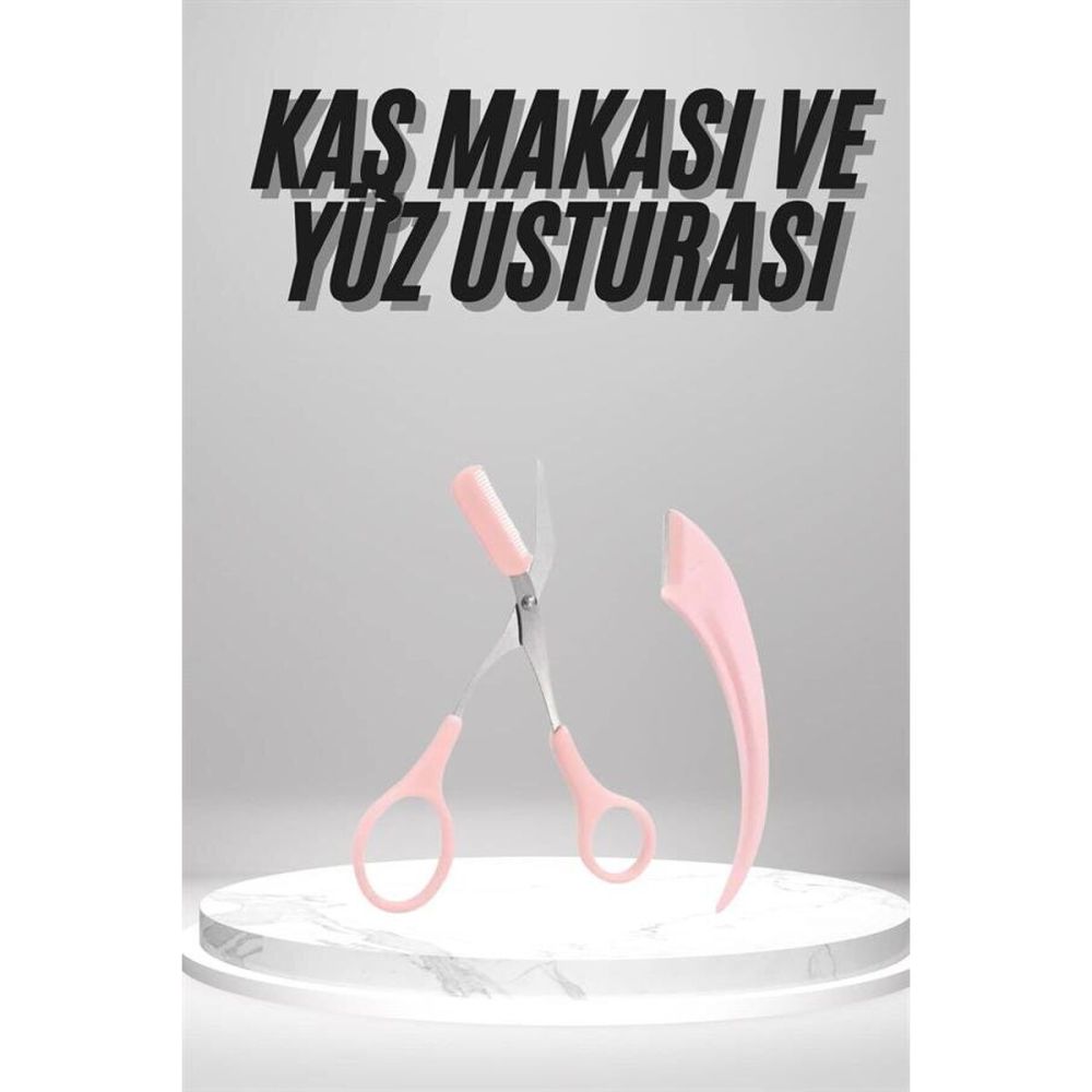 2'li Kaş Bakım Seti Taraklı Kaş Makası Ve Kaş Usturası Kaş Şekillendir