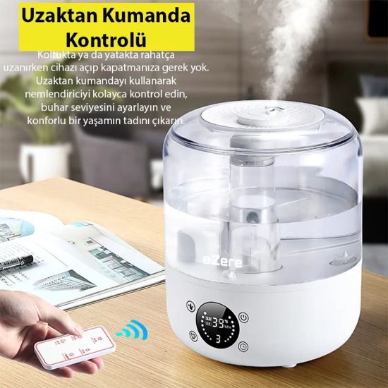 Ezere TH-413 Akıllı Dijital Hava Nemlendirici | 3L Kapasite Dokunmatik