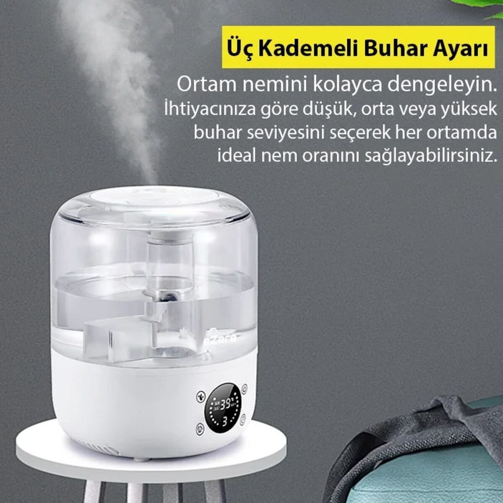 Ezere TH-413 Akıllı Dijital Hava Nemlendirici | 3L Kapasite Dokunmatik