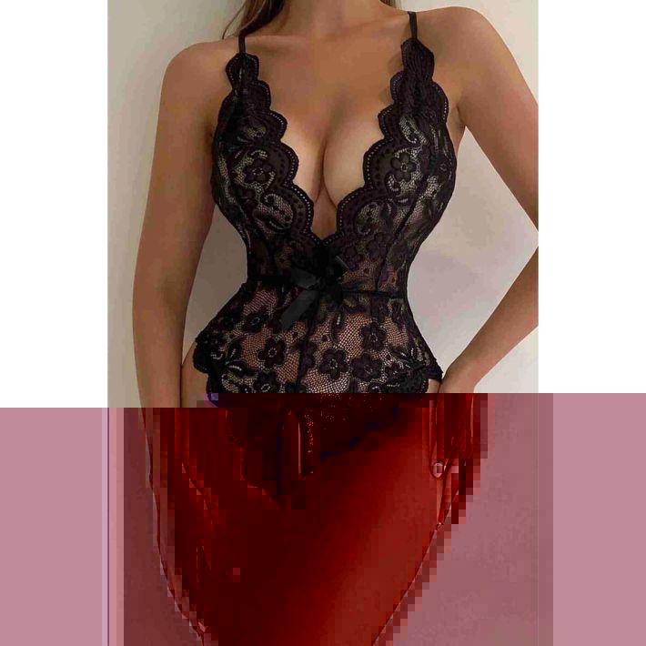 Özel Bölgesi Açık Dantelli Siyah Fantazi Babydoll TM