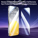 Baseus Schott iPhone 15 Pro Max Full Koruma Eye-Protection Tempered Ca