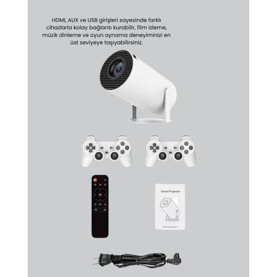 Kablosuz Projeksiyon Cihazı 4K Destekli HDMI USB Oyun Uyumlu