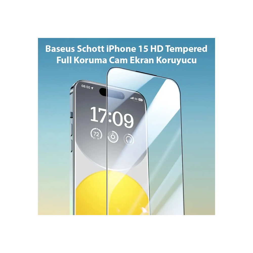 Baseus iPhone 15 HD Tempered Full Koruma Cam Ekran Koruyucu