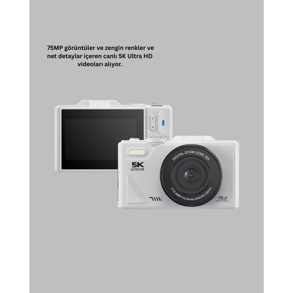 Taşınabilir 5K UHD Fotoğraf ve Video Kamera Otofokus WiFi