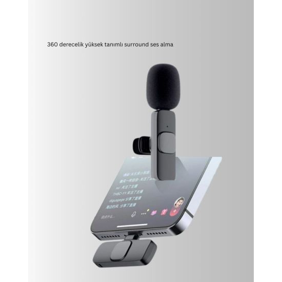 iPhone Uyumlu Çift Mikrofonlu Kablosuz Yaka Seti Profesyonel Ses