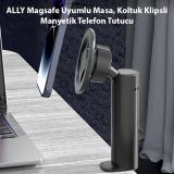 ALLY Magsafe Uyumlu Masa Koltuk Klipsli Manyetik Telefon Tutucu