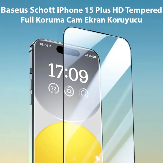 Baseus Schott iPhone 15 Plus HD Tempered Full Koruma Cam Ekran Koruyuc