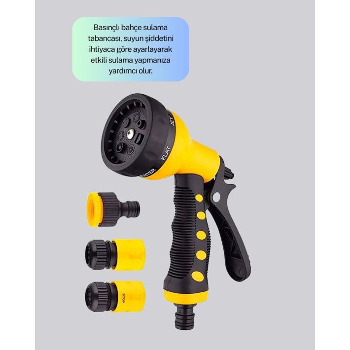 8 Fonksiyonlu Bahçe Sulama Tabancası Seti Çok Amaçlı Hortum Ucu