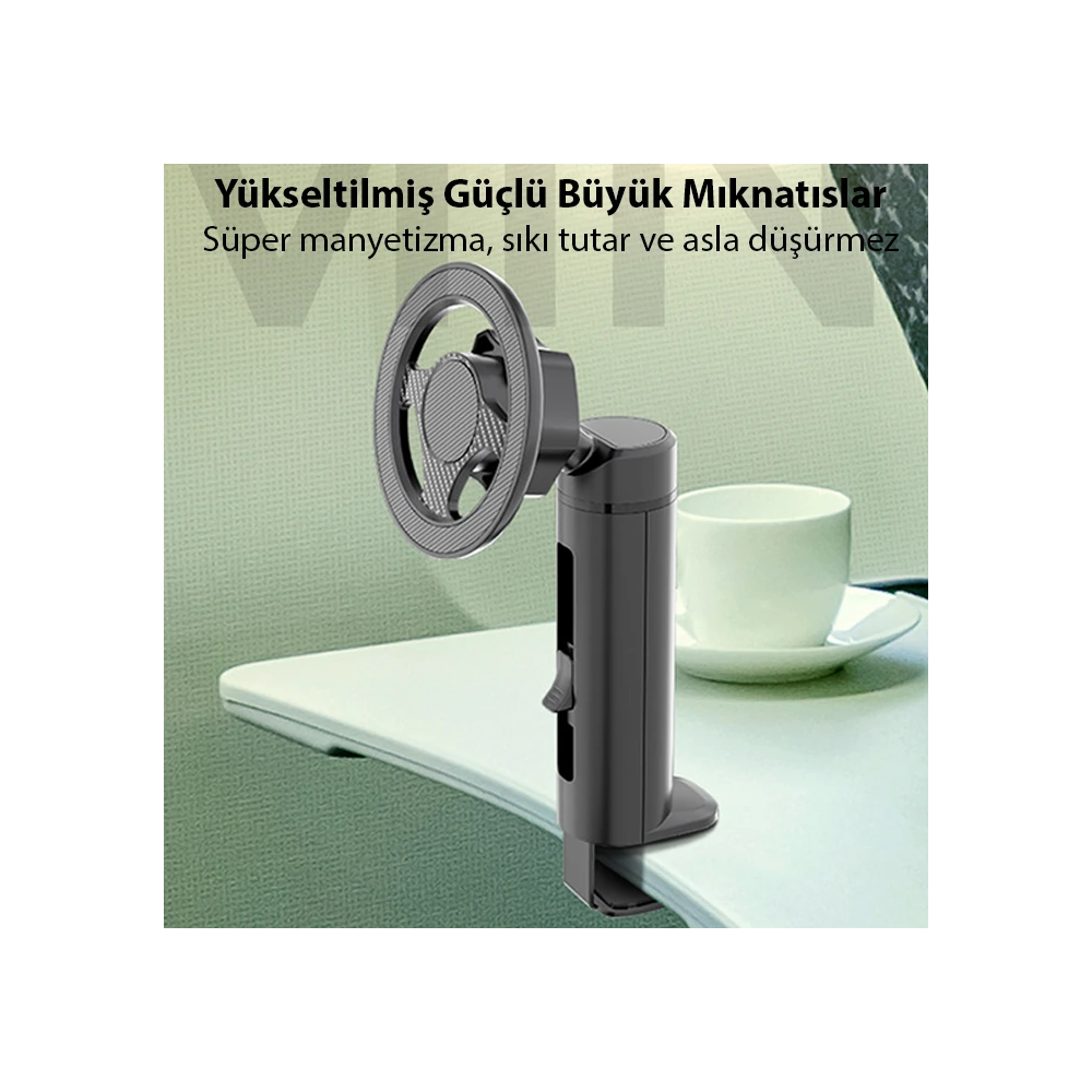ALLY Magsafe Uyumlu Masa Koltuk Klipsli Manyetik Telefon Tutucu