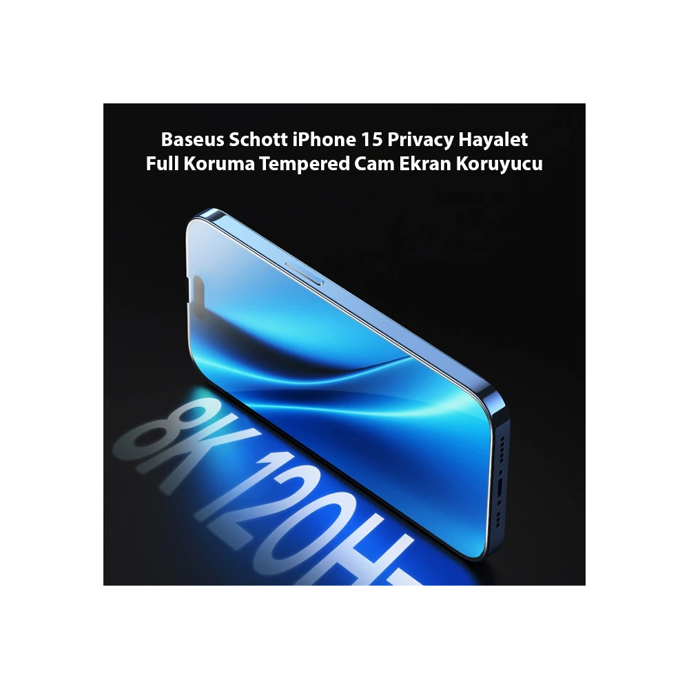 Baseus Schott iPhone 15 Privacy Hayalet Full Koruma Tempered Cam Ekran