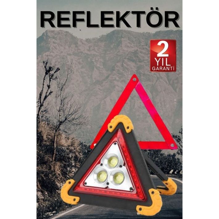 Reflektör Işıklı Ikaz Lambası Şarjlı Çok Fonksiyonlu Işıklı Üçgen Refl