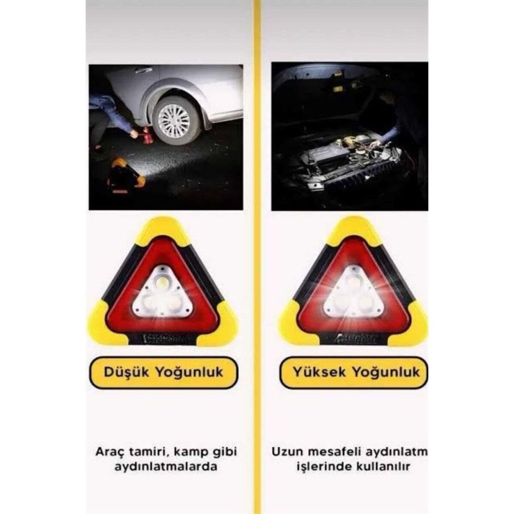 Reflektör Işıklı Ikaz Lambası Şarjlı Çok Fonksiyonlu Işıklı Üçgen Refl