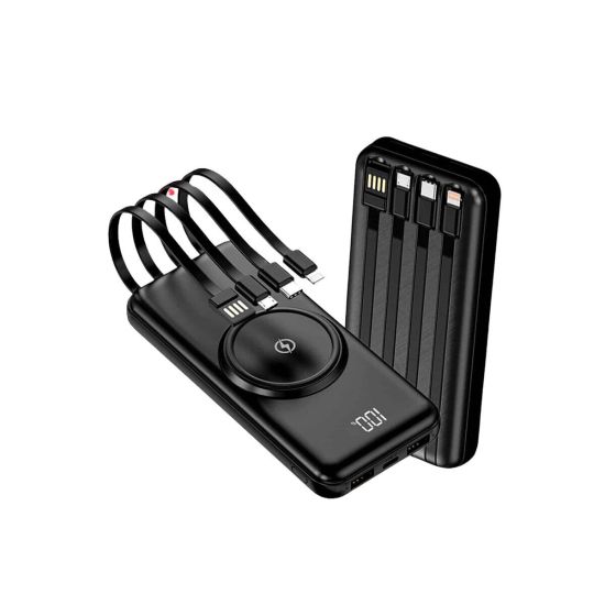 Kablosuz Çoklu Şarj Girişli 10.000 Mah Kablolu Powerbank Taşınabilir