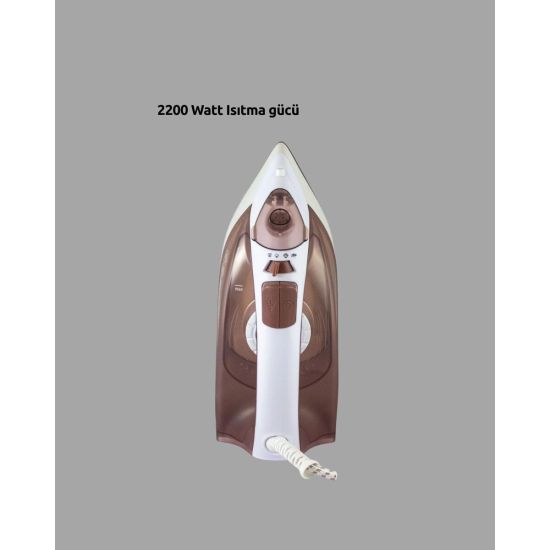 Buharlı Ütü 2200W Seramik Taban 300 ml Kahverengi Dikey Ütüleme