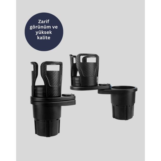 Otomobil Bardak Tutucu İkisi Bir Arada 360° Dönebilen Geniş Kapasiteli
