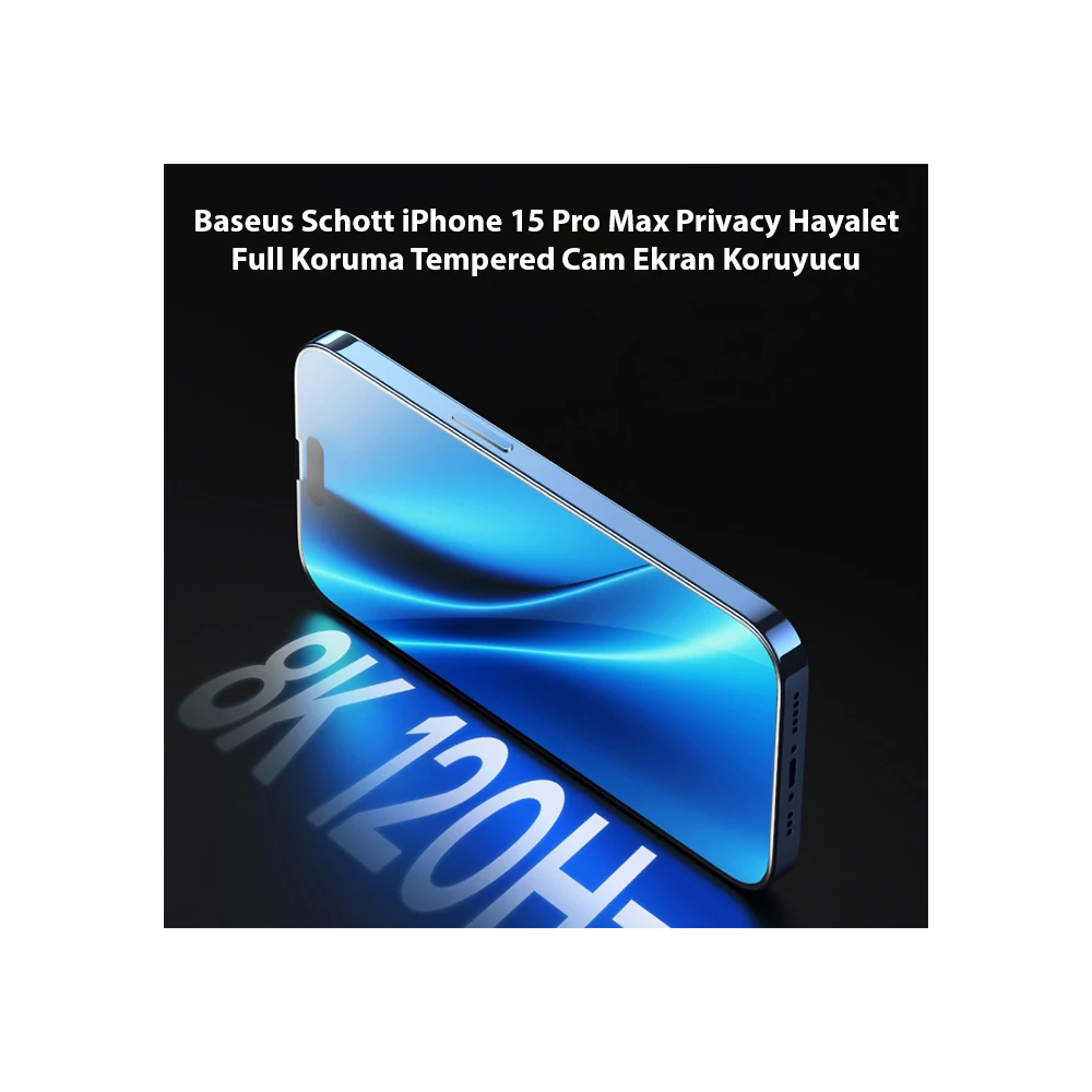 Baseus Schott iPhone 15 Pro Max Privacy Hayalet Full Koruma Tempered C
