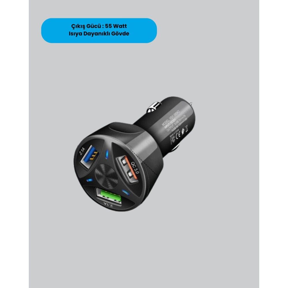 55W Güçlü Araç Şarj Cihazı Power Delivery Destekli