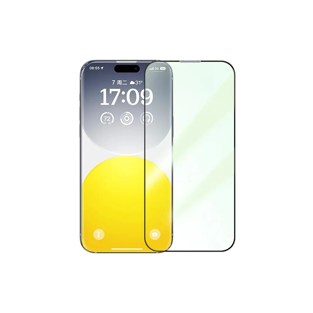 Baseus Corning iPhone 15 Full Koruma Eye-Protection Tempered Cam Ekran